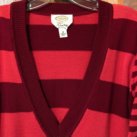 TALBOTS Italian Merino Wool Striped VNeck Sweater - Picture 5 of 6